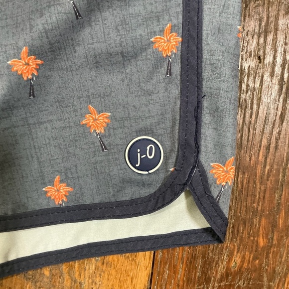 Johnnie-O Palm Tree Print Swim Trunks Blue Size XL - Picture 7 of 8